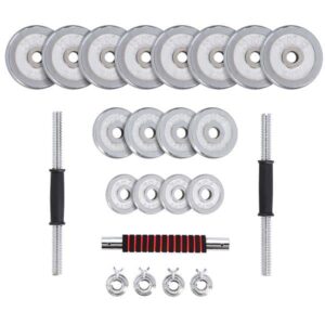 Set Componibile Manubri e Bilanciere HMS con 40,5 Kg di Pesi Cromati 11